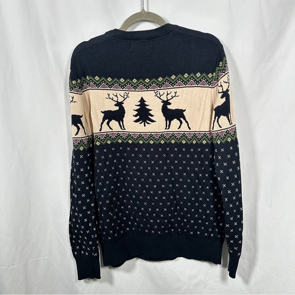 Aspen Fair Isle Reindeer Cotton Sweater Crewneck Men’s Large Navy Cozy Scandi - Picture 8 of 8
